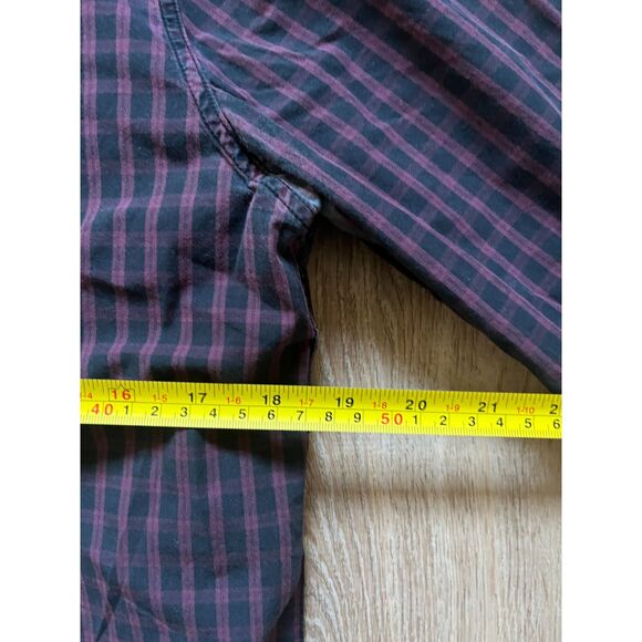 Rag & Bone Black Maroon Check Button Up Slim Fit Shirt Top  Mens Size Medium - Picture 9 of 10